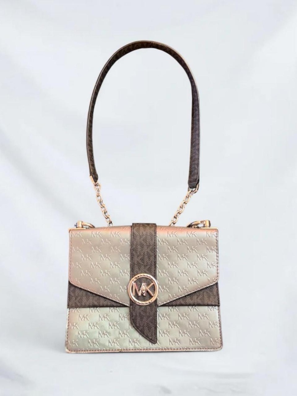 Michael Kors Greenwich Small Ombré Signature Logo Crossbody Bag in a Metallic Si